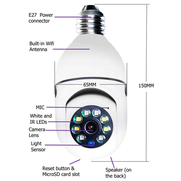 Cámara Seguridad 360 WiFi HD-1080P